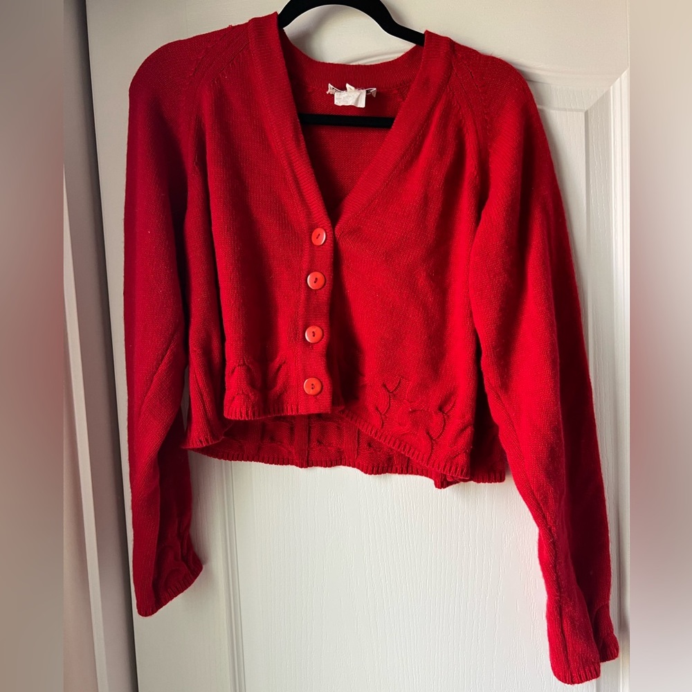 M/L Italian Red Crop Sweater